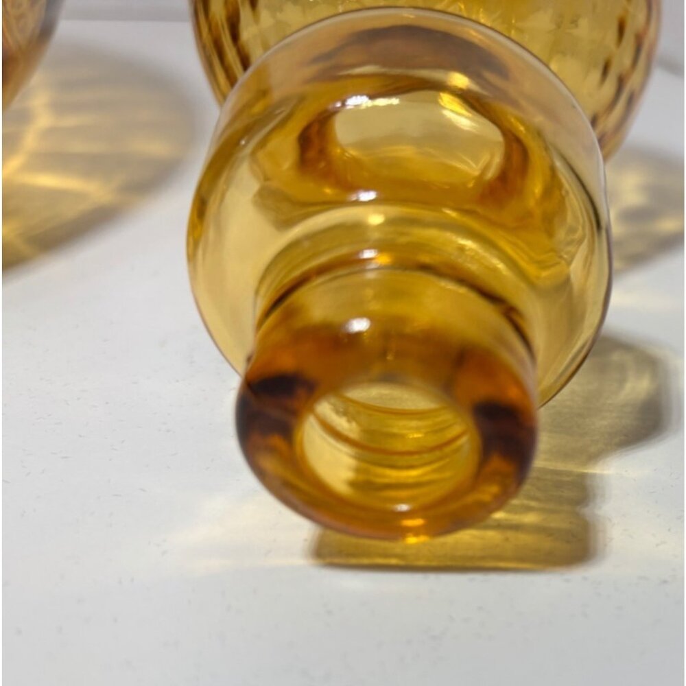 Vintage Empoli Deep Amber Genie Bottle Ship's Decanter with Stopper Quilted Opti - Picture 6 of 8
